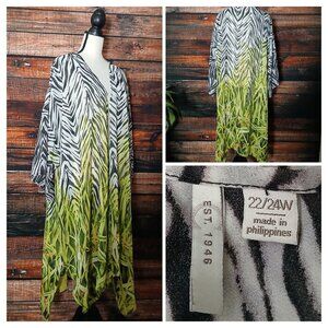 Cato Top Plus Size 22W 24W Kimono Duster Open Front Sheer Cover Piece Bohemian